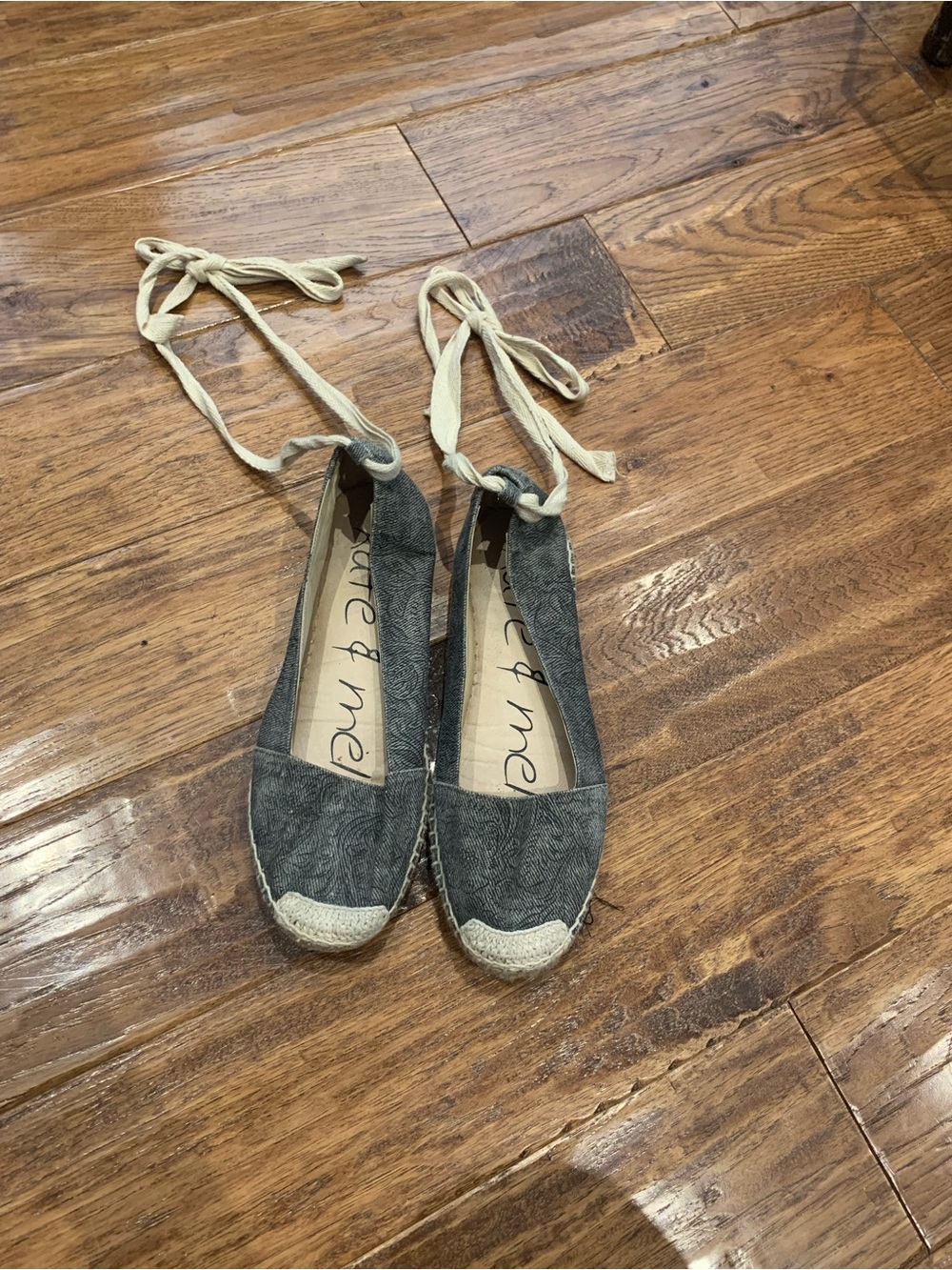 Floral Denim Print Espadrille Shoes